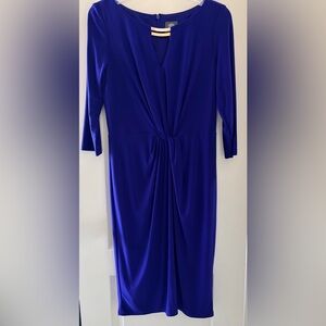 Vince Camuto Cobalt Blue Twist-Front Long Sleeve Dress